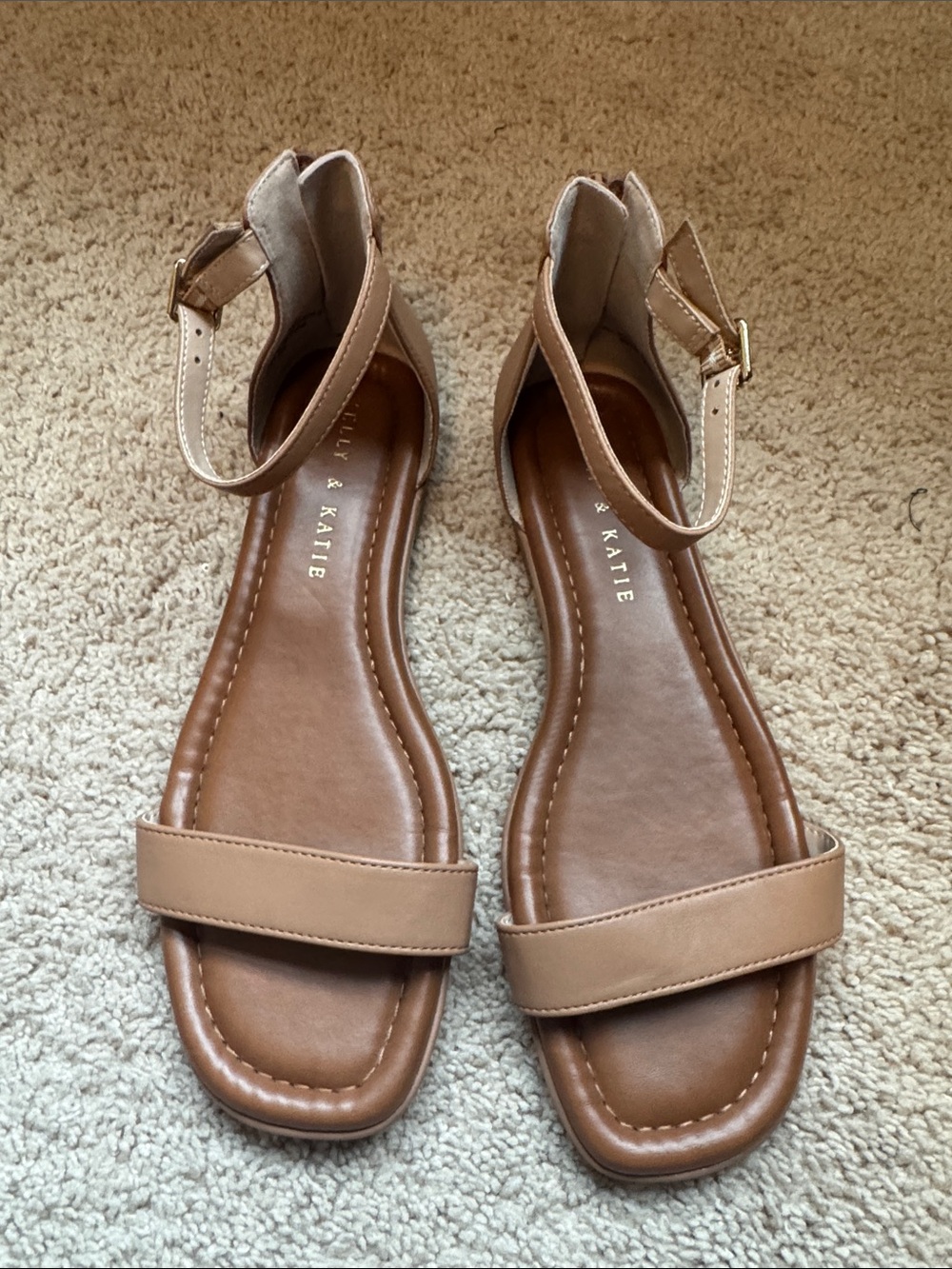 Kelly & Katie Tan Ankle-Strap Flat Sandals